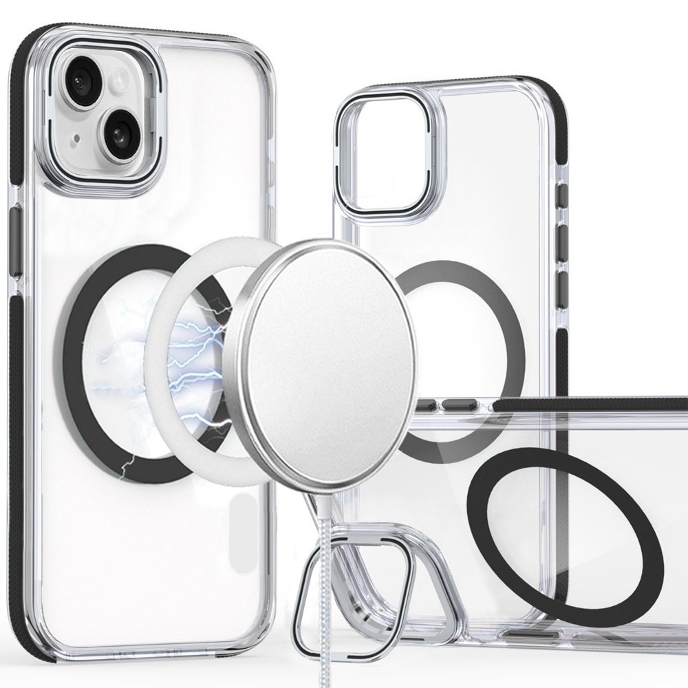 For Apple iPhone 15 MagSonic Camera Bracket Stand Magnetic Ring Circle Hybrid