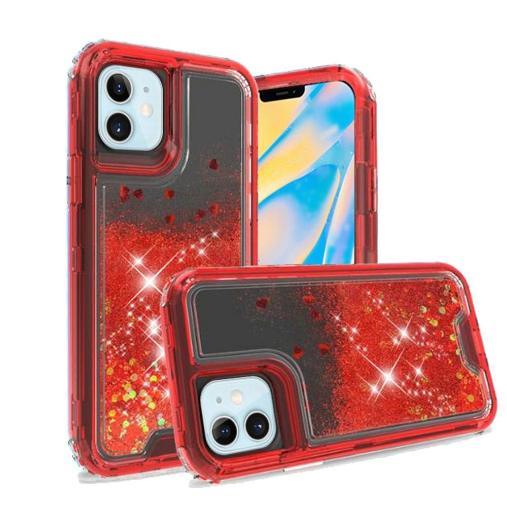 For Apple iPhone 12 Mini 5.4 Quicksand Liquid Glitter Transparent Hybrid Case Cover