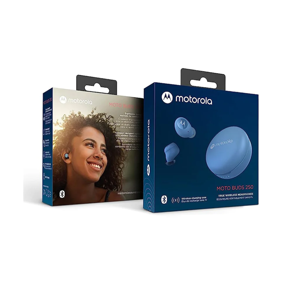 Motorola Moto Buds 250-True Wireless Bluetooth Earbuds with Microphone and Wireless Charging Case - IPX5 Water Resistant, Smart Touch-Control, Lightweight Comfort-Fit, Clear Sound, Deep Bass - Image 2