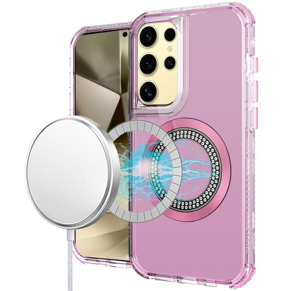 For Samsung Galaxy s24 Ultra Magnetic Ring Circle Bling Chrome 3in1 Hybrid Case - Image 3
