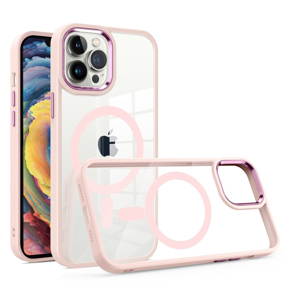 For Apple iPhone 15 Greatest Clear Acrylic Magnetic Circle ShockProof ToughThick Metal Button Hybrid - Image 2