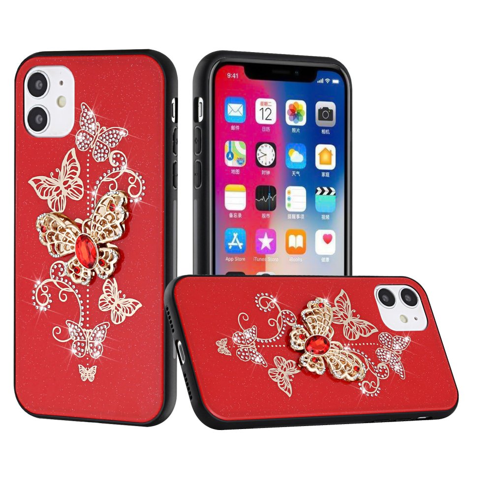 For Apple iPhone 13 Pro SPLENDID Diamond Glitter Ornaments Engraving Case Cover Garden Butterfly - Image 2