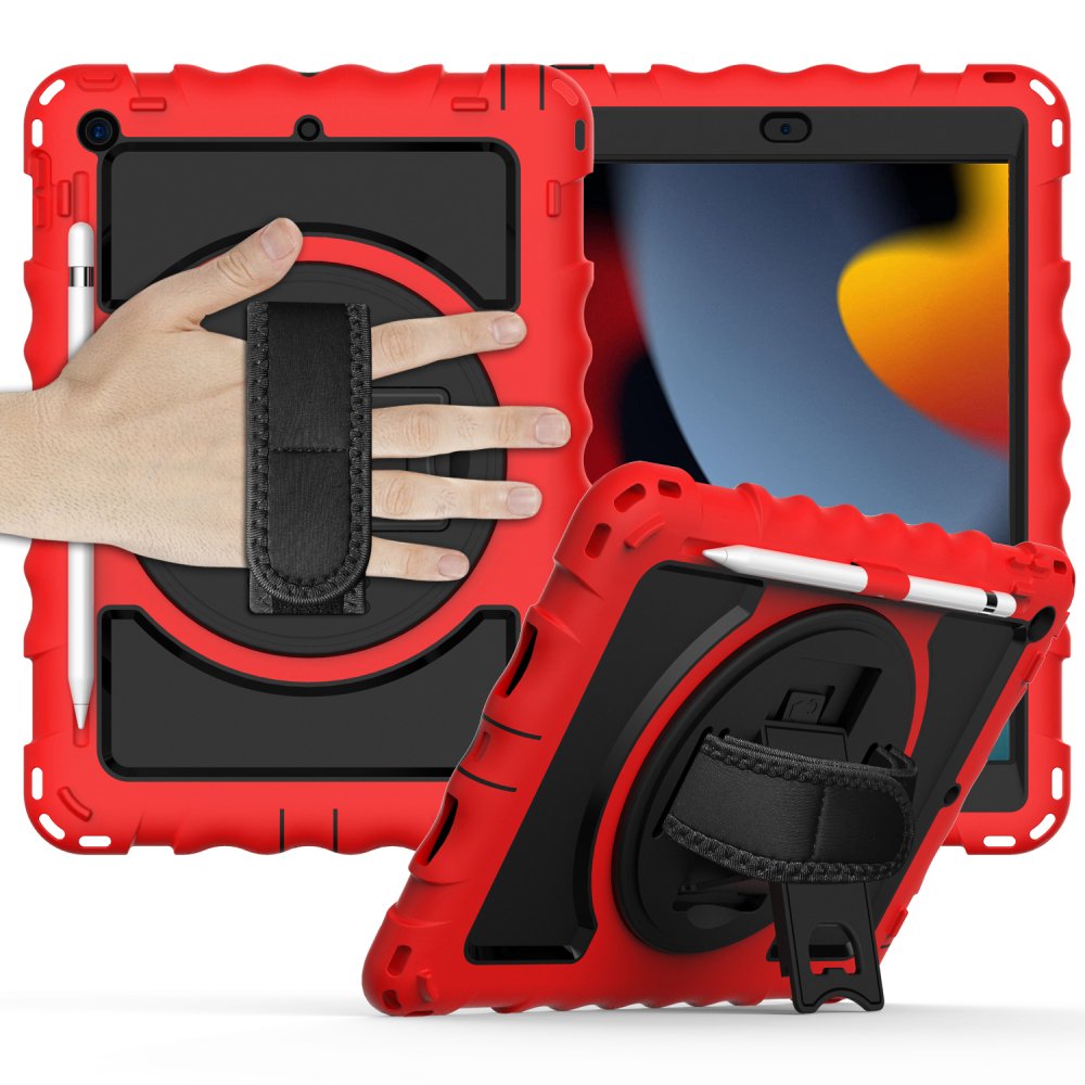 For Apple iPad 9th 8th 7th Gen 10.2 inch Tablet Complete 360 Tough Hybrid Kickstand with Shoulder Hand Strap - Image 7