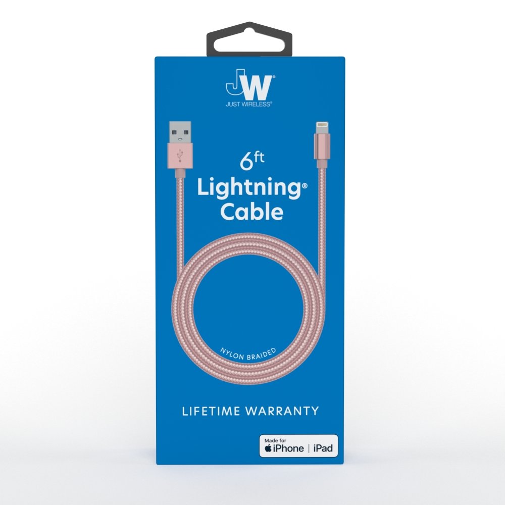 JW Apple Lightning to USB-A Cable Braided Nylon 6ft