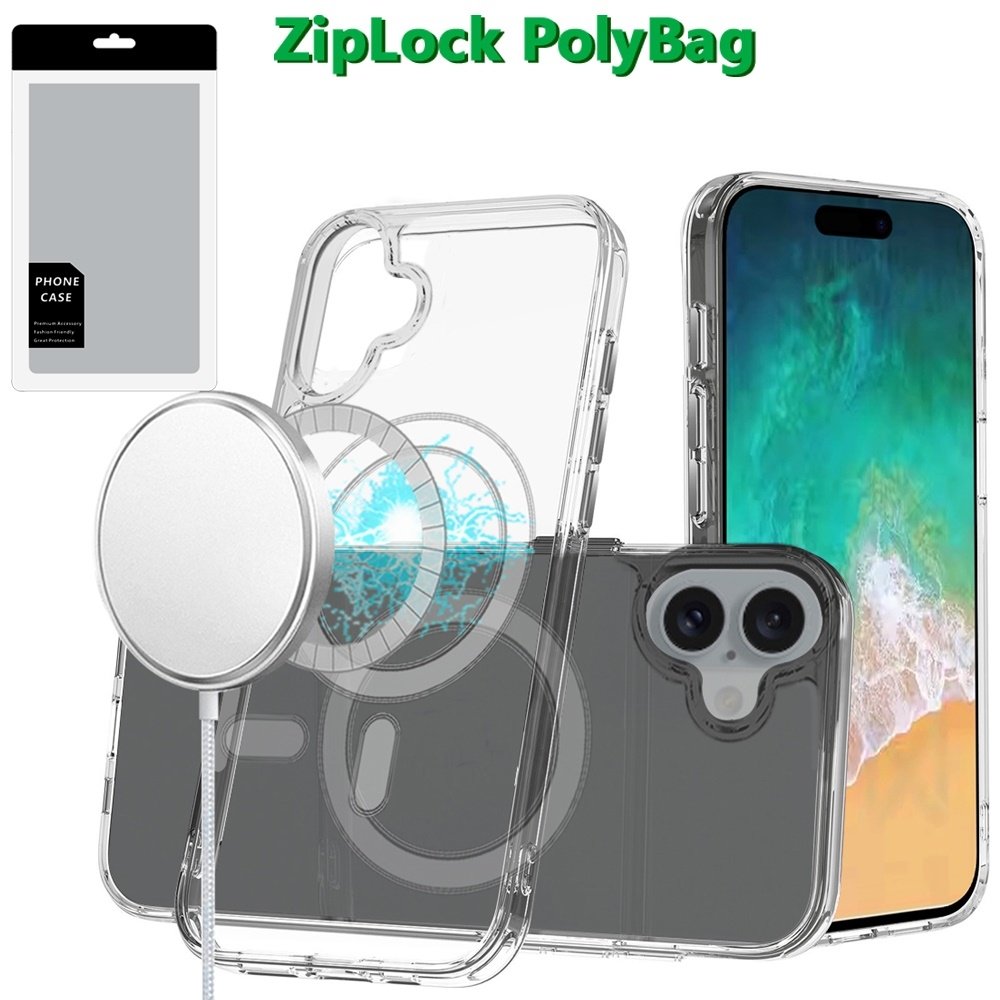 [PolyBag] For Apple  iPhone 16 Plus 6.7 inch Thick Transparent Magnetic Circle Shockproof Hybrid