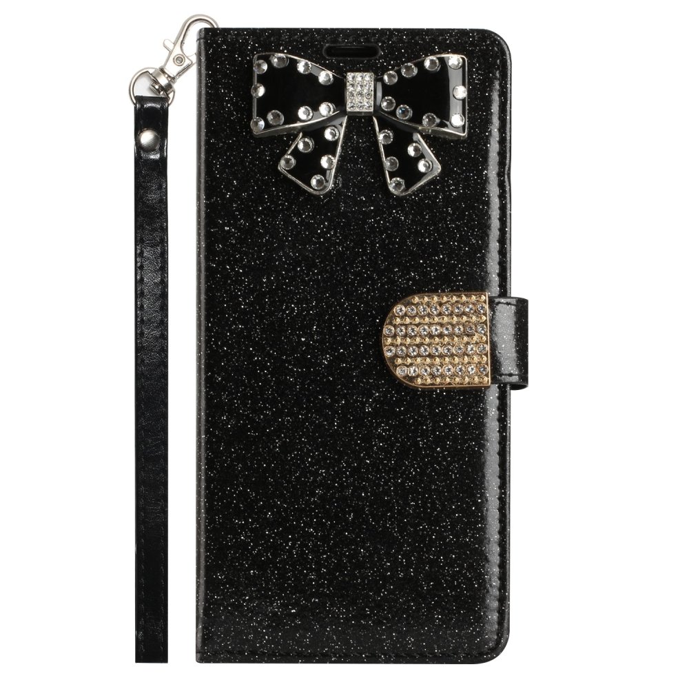 For Moto G Stylus 5g 2022 Bow Glitter Ornament Shimmer Wallet Case with Lanyard - Image 5
