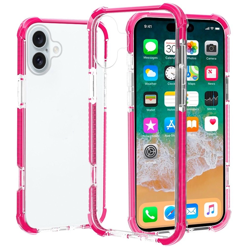 For Apple iPhone 16 6.1 inch Acrylic Tough 2.5mm Transparent ShockProof Hybrid Case Cover