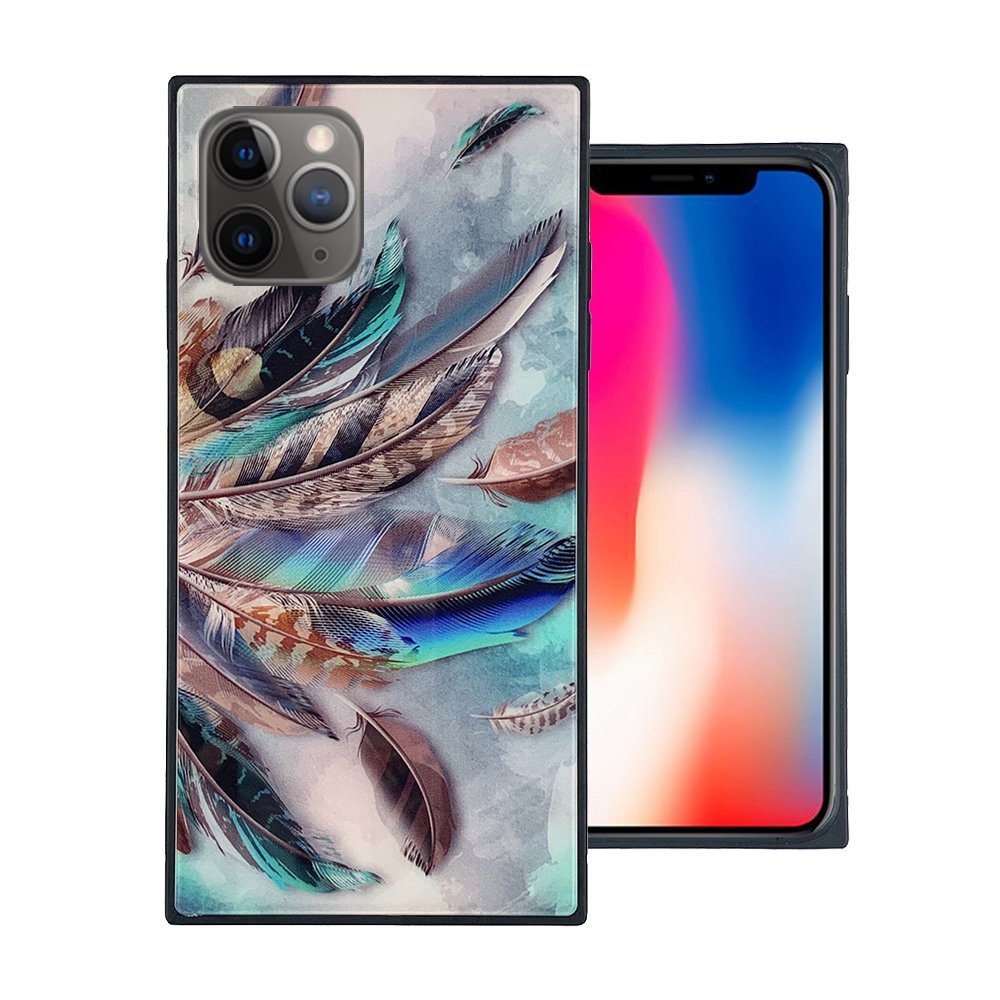 For Apple iPhone 11 Pro Max 6.5 Square Tempered Glass Design Hybrid Case Cover - Image 3