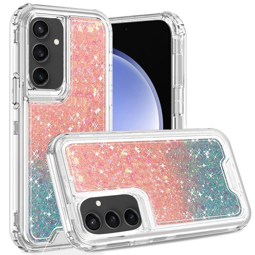 For Samsung s23 FE 5G Epoxy Sticker Glitter 3in1 Shockproof Transparent Hybrid Case