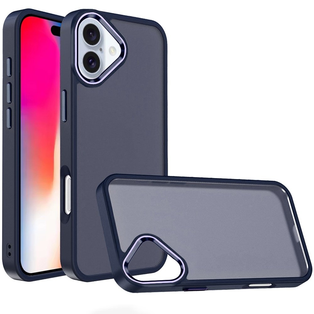 For Apple iPhone 16 6.1 inch Polished Oil Thick Acrylic Metal Button Hybrid Case Cover - Image 3