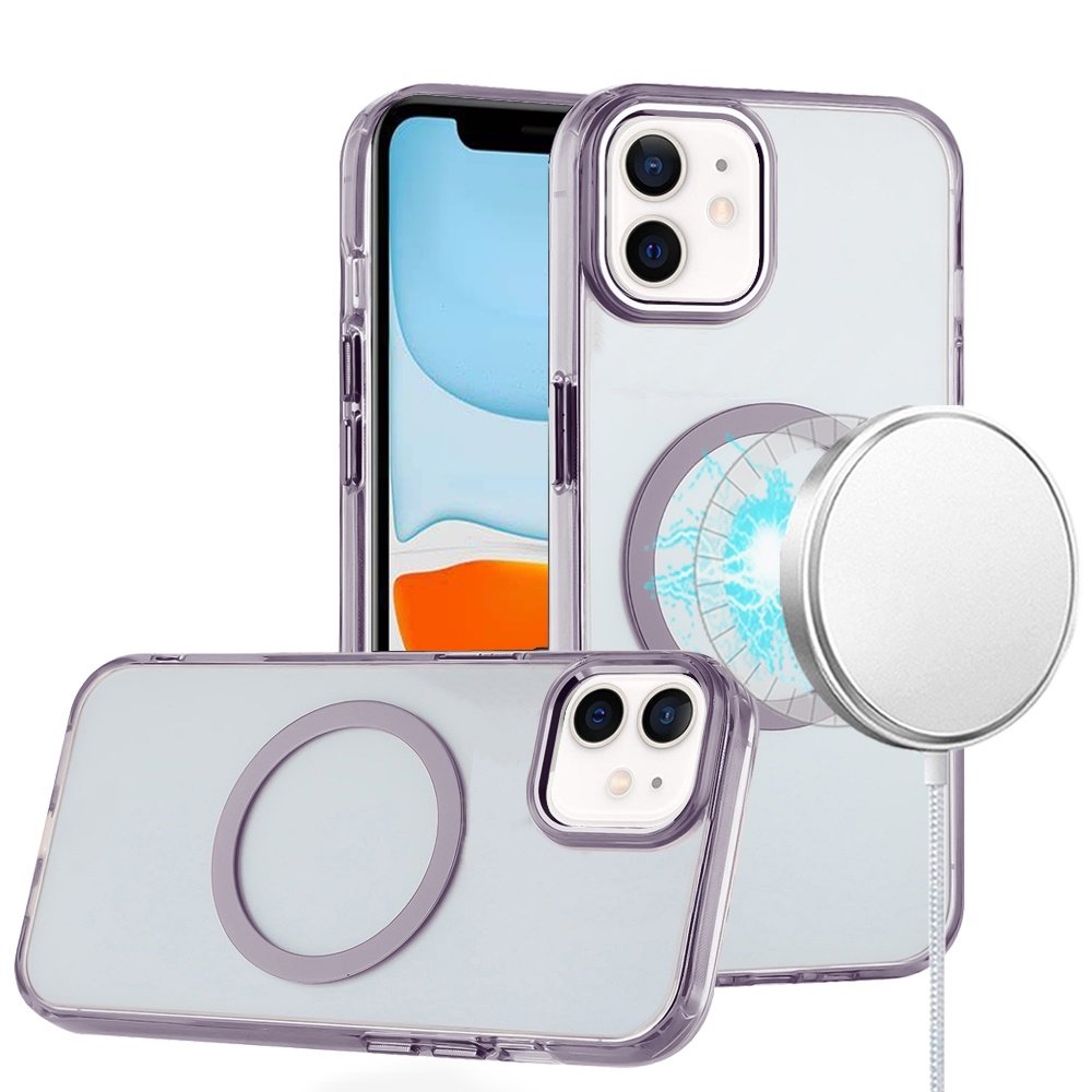 For Apple iPhone 11 (XI6.1) Magnetic Circle Ring Transparent Premium Acrylic with Metal Buttons & Camera Raised Lip
