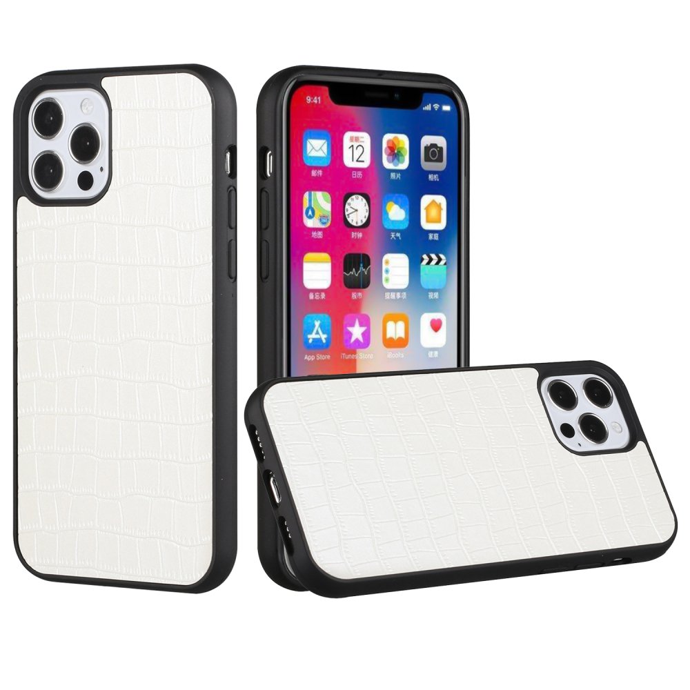 For Apple iPhone 13 / iPhone 14 6.1" Hard PU Leather Croc Design Hybrid Case Cover - Image 3