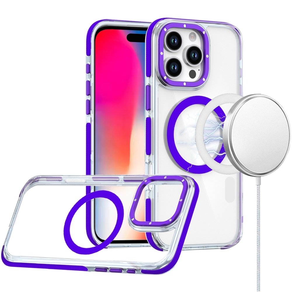 For Apple iPhone 16 Pro 6.3 inch Matching Color Frame Strong Magnetic Ring Circle Transparent HQ Thick Hybrid - Image 3