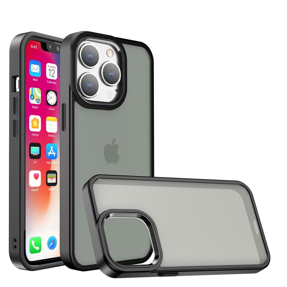 For Apple iphone 14 PLUS Polished Oil Thick Acrylic Metal Button Hybrid Case Cover