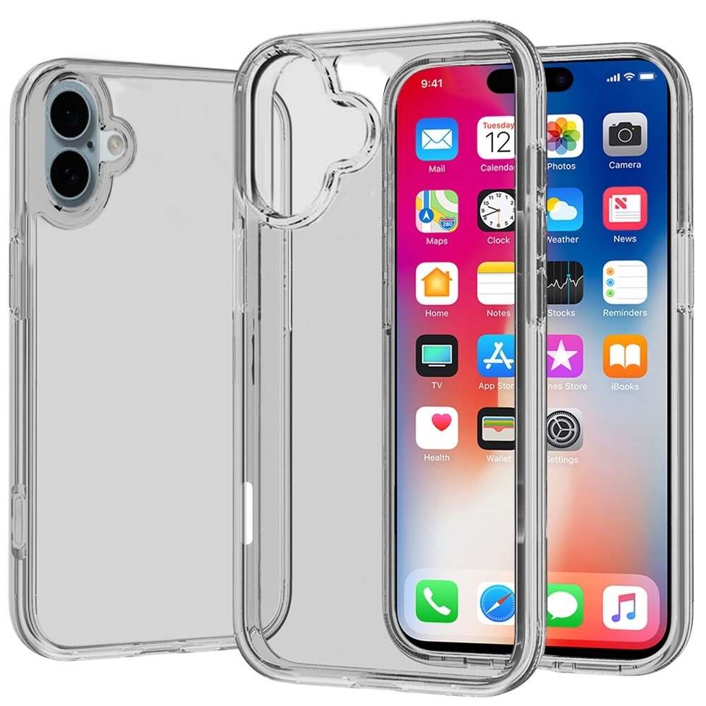 For Apple iPhone 16 6.1 inch Sturdy Ultra Thick 3mm Transparent Hybrid Case Cover - Image 3