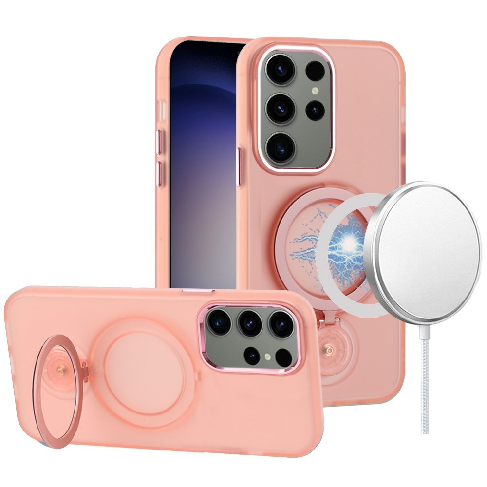 For Samsung Galaxy s24 Hoop Kickstand Magnetic Circle HD Transparent Chrome Hybrid - Image 3
