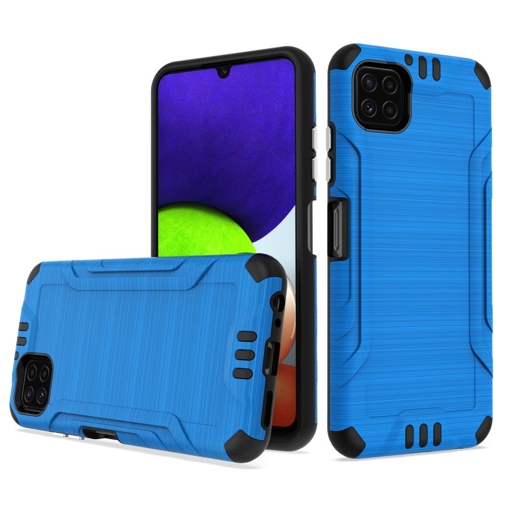 For Samsung Galaxy A22 5G / Celero 5G Strong Tough Metallic Design Hybrid Case Cover