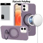 [PolyBag] For Apple iPhone 12 & iPhone 12 Pro Hoop Kickstand Magnetic Circle HD Transparent Chrome Hybrid