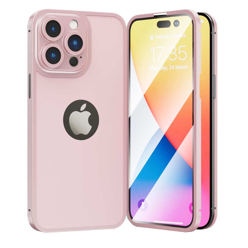 For iPhone 13 Pro Max Tempered 2in1 3D Full Protection Hybrid Zinc Alloy Ultra Thin with Logo Hole Case Cover - Image 2