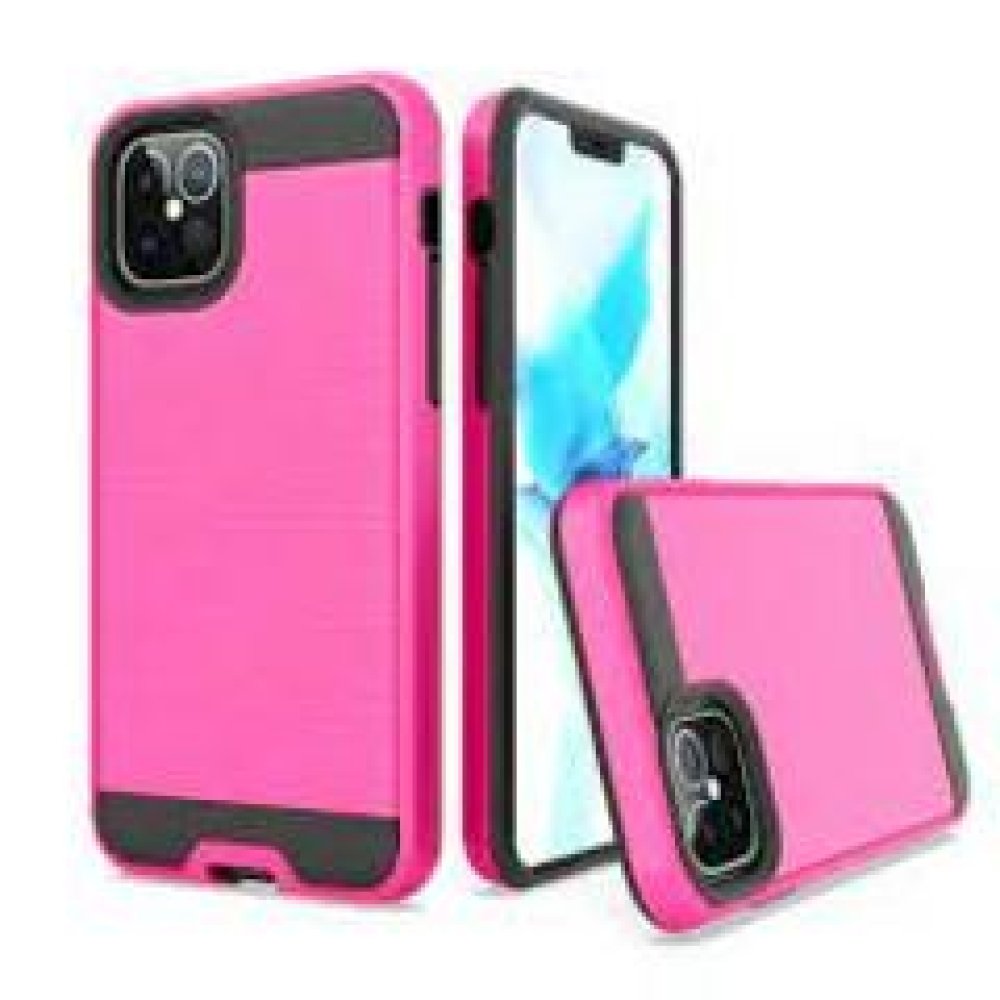 For Apple iPhone 13 / iPhone 14 6.1" Brushed Metallic Design Hybrid Case Cover - Image 3