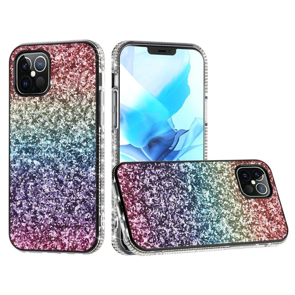 For Apple iPhone 13 Pro Decorative Glitter with Diamond All Around Hybrid - Image 3