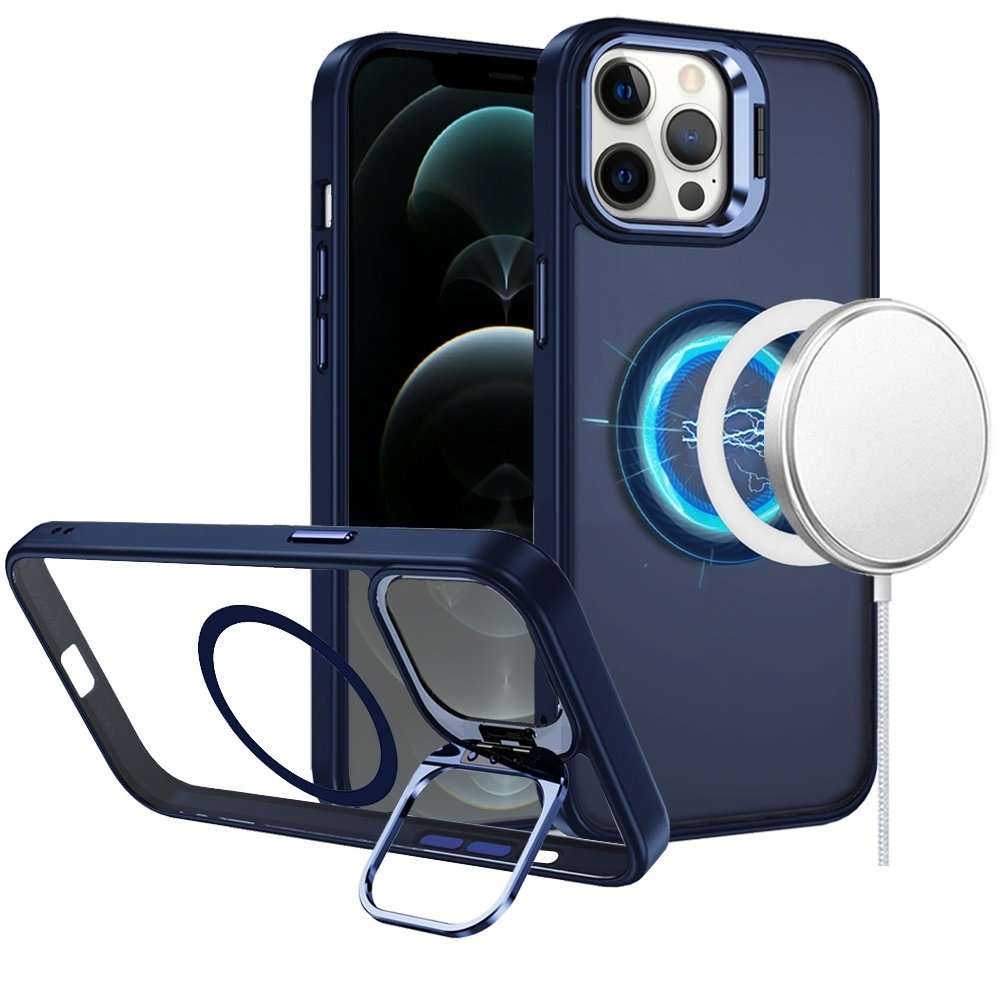 For Apple iPhone 12 Pro Max 6.7 Fearless Tough HQ Metallic Hybrid with Camera Ring Stand Magnetic Circle Case - Image 5