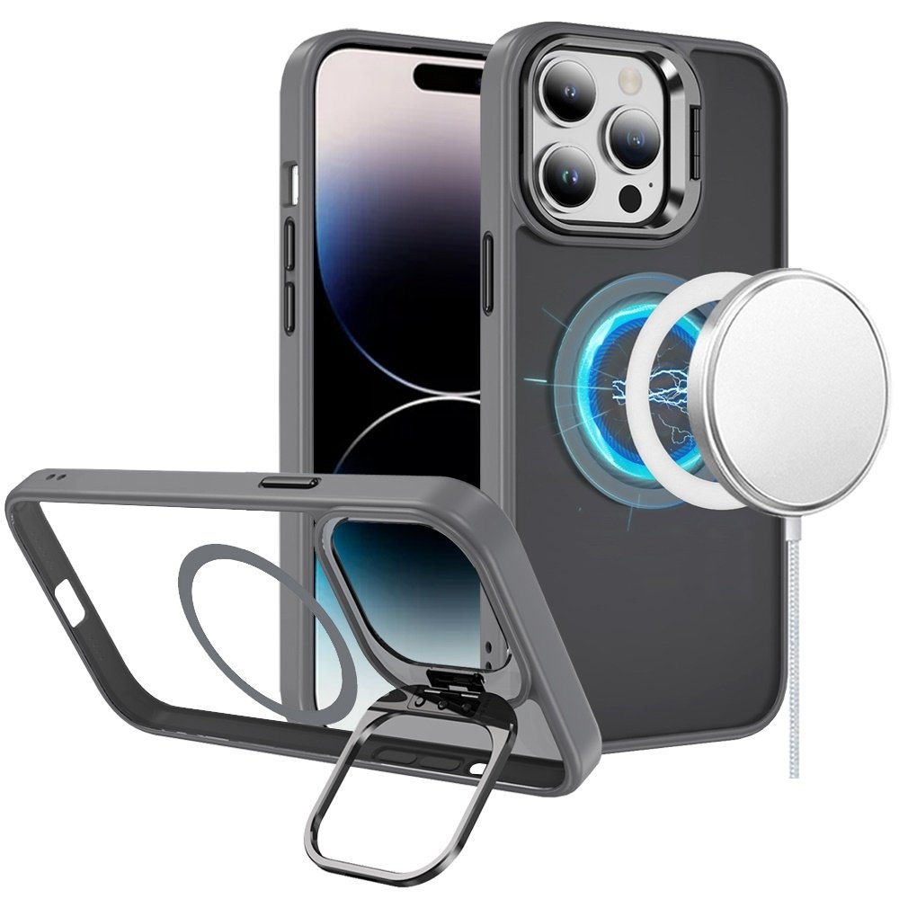 For Apple iPhone 15 Pro Max Fearless Tough HQ Metallic Hybrid with Camera Ring Stand Magnetic Circle Case - Image 6