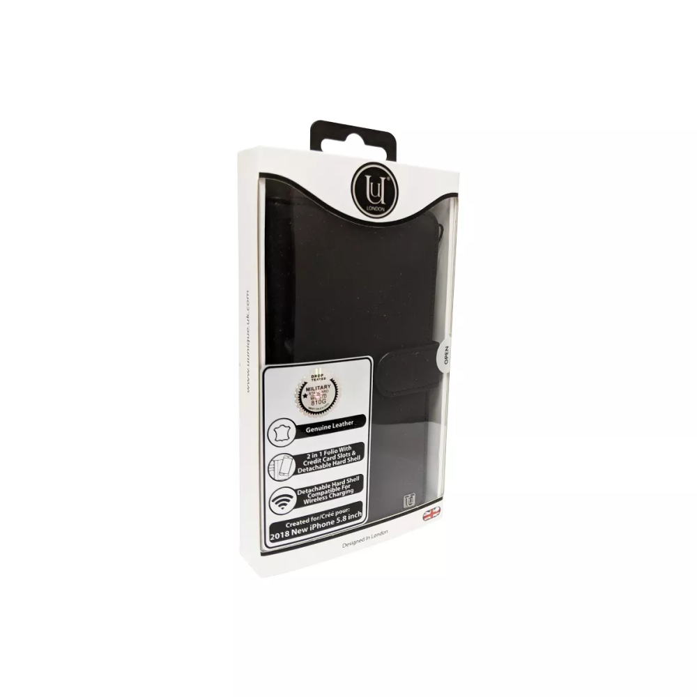 For Apple iPhone XS Unique Qi Compatible 2in1 Folio Wallet Case