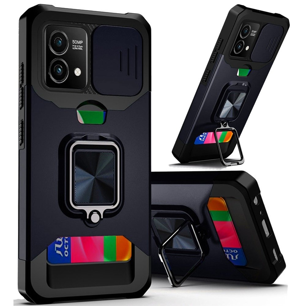 For Motorola G Stylus 5G 2023 Multi-Functional Card Magnetic Ring Stand Hybrid Camera Case Cover