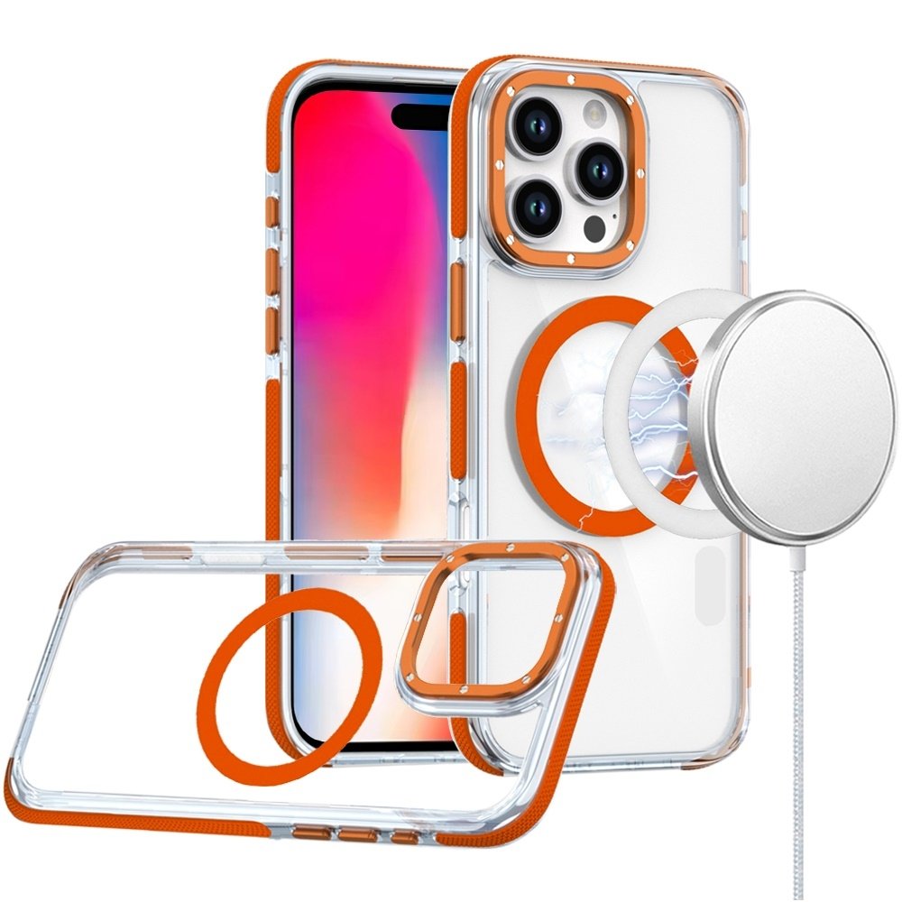For Apple iPhone 16 Pro 6.3 inch Matching Color Frame Strong Magnetic Ring Circle Transparent HQ Thick Hybrid - Image 2