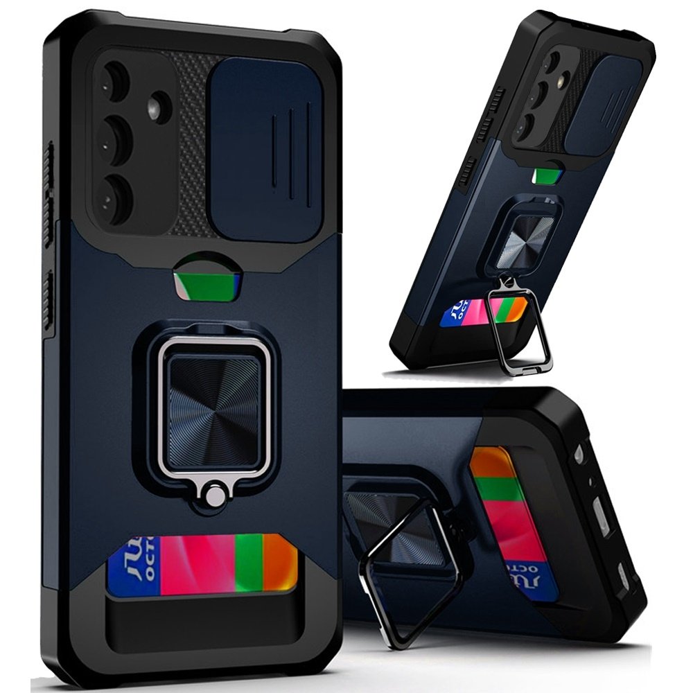 For Samsung Galaxy A15 5G Multi-Functional Card Magnetic Ring Stand Hybrid Camera Case Cover