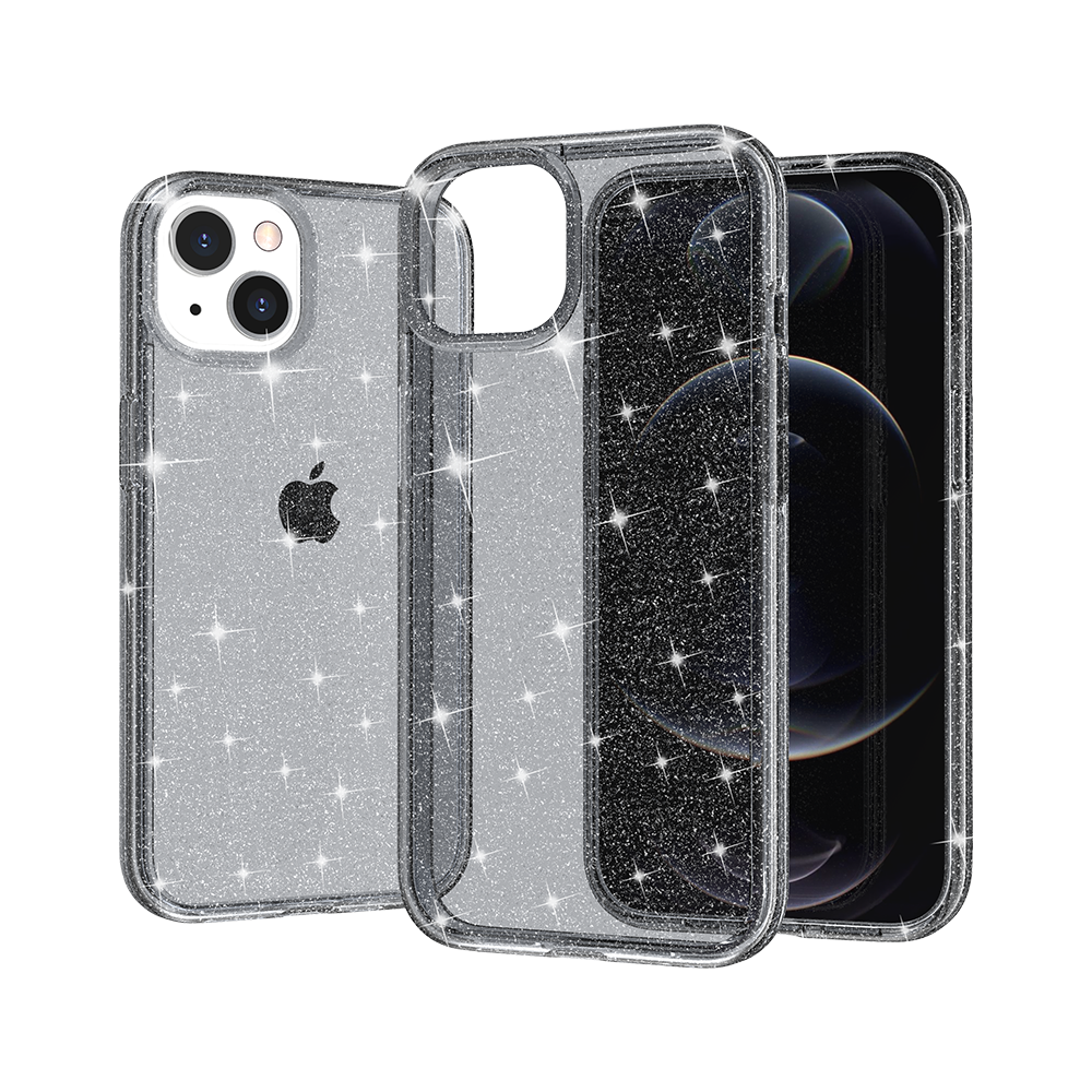 For Apple iPhone 15 Pro Max Glitter Ultra Thick 3mm Transparent Hybrid Case Cover