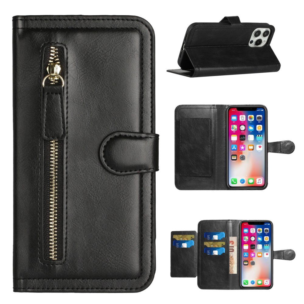 For Apple iPhone XR Premium Wallet MultiCard Holder Money Zipper With Magnetic Flap Case Cover - Image 2