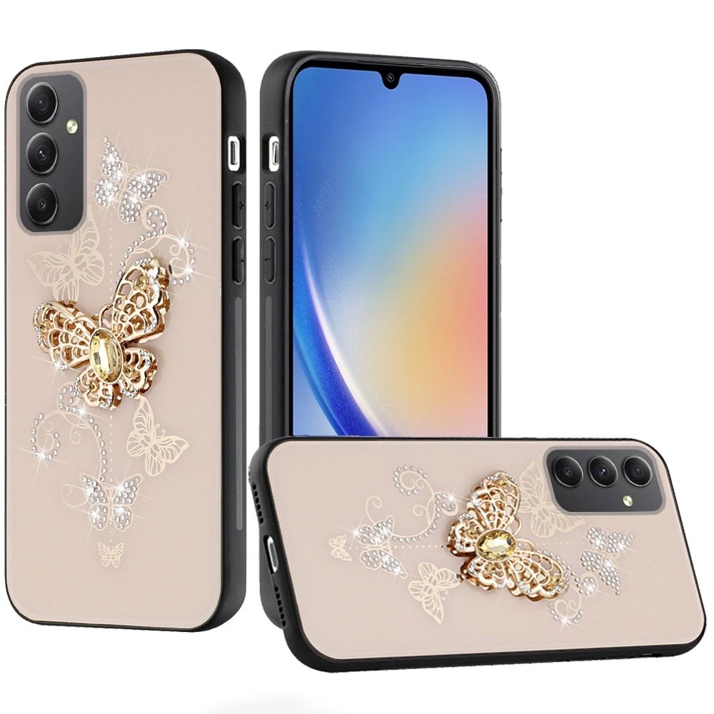 For Samsung Galaxy A15 5G SPLENDID Diamond Glitter Ornaments Engraving Case Cover Garden Butterfly - Image 2