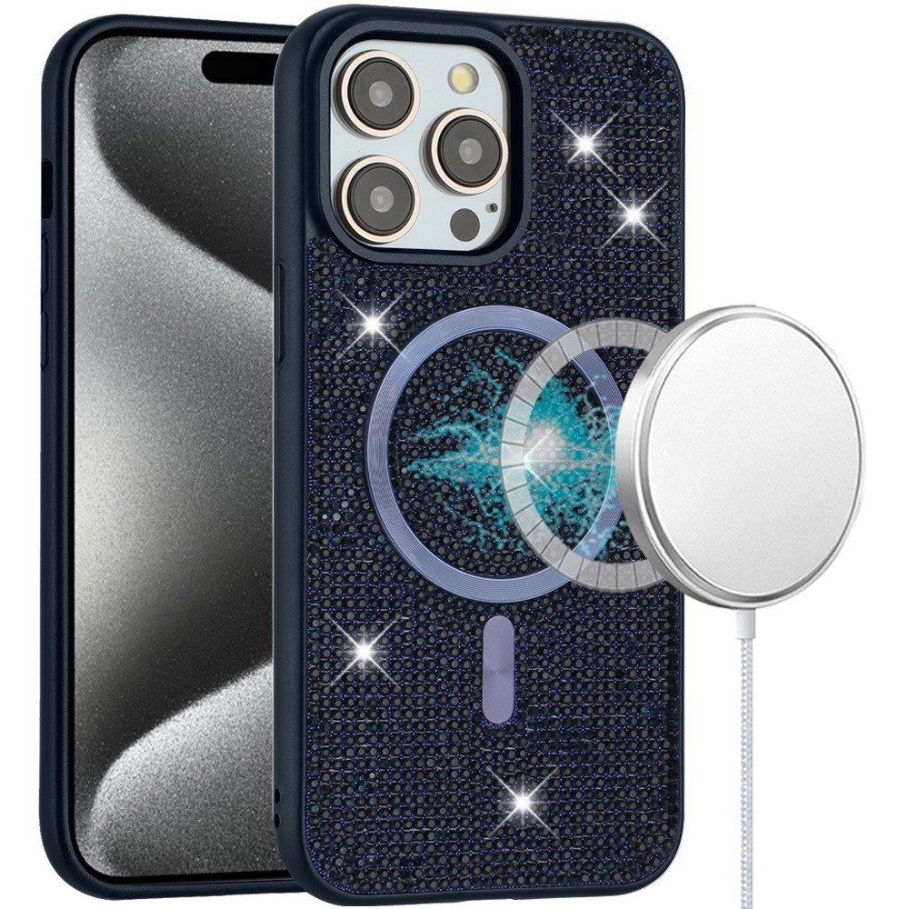 For Apple iPhone 15 Pro Max Diamond Magnetic Circle with CD Pattern Hybrid - Image 3