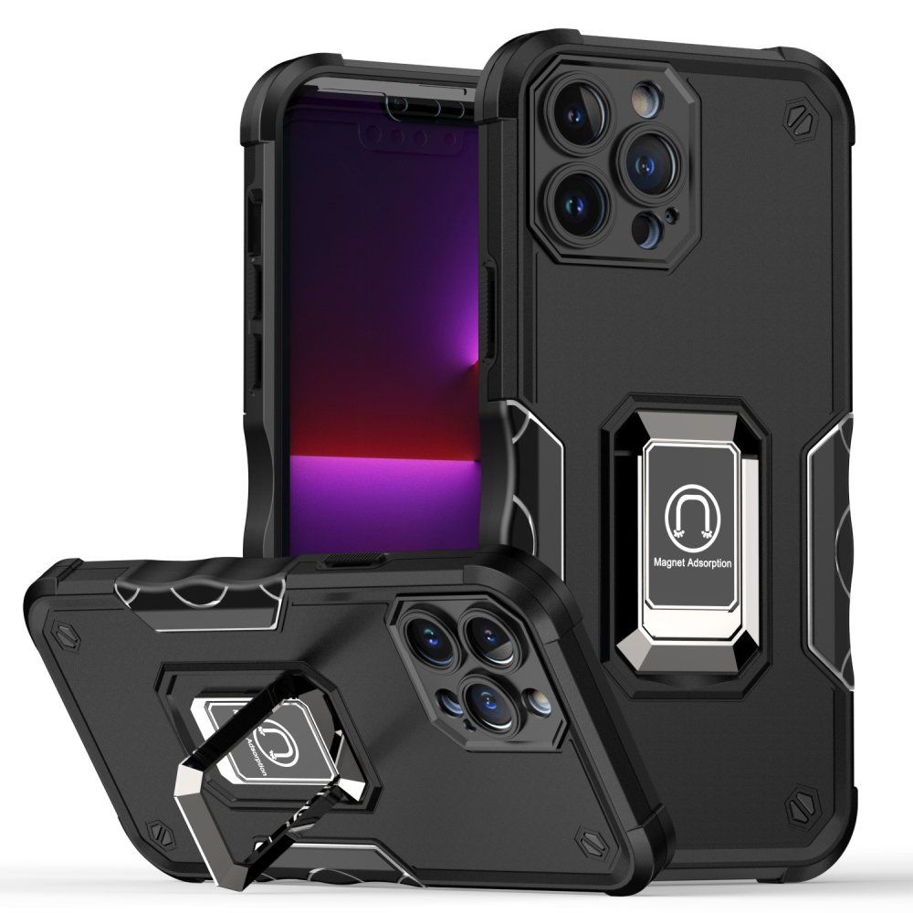 For Apple iPhone 12 & iPhone 12 Pro OPTIMUM Magnetic Ring Stand Hybrid Case Cover - Image 2