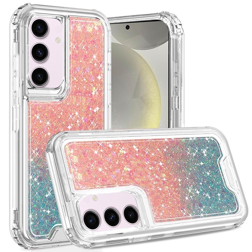 For Samsung Galaxy s25/s24 Epoxy Sticker Glitter 3in1 Shockproof Transparent Hybrid Case - Image 2