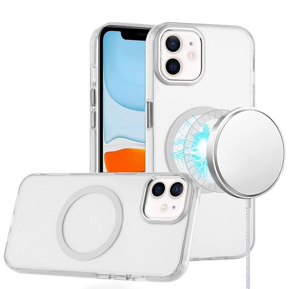For Apple iPhone 11 (XI6.1) Magnetic Circle Ring Transparent Premium Acrylic with Metal Buttons & Camera Raised Lip - Image 2