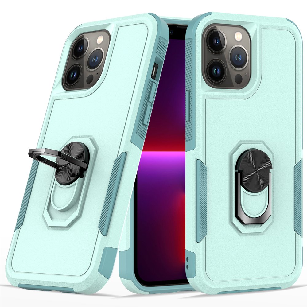For Apple iPhone 14 PRO 6.1" Perfect Tough Thick Hybrid With Metal Ring Stand Cover Case - Image 2