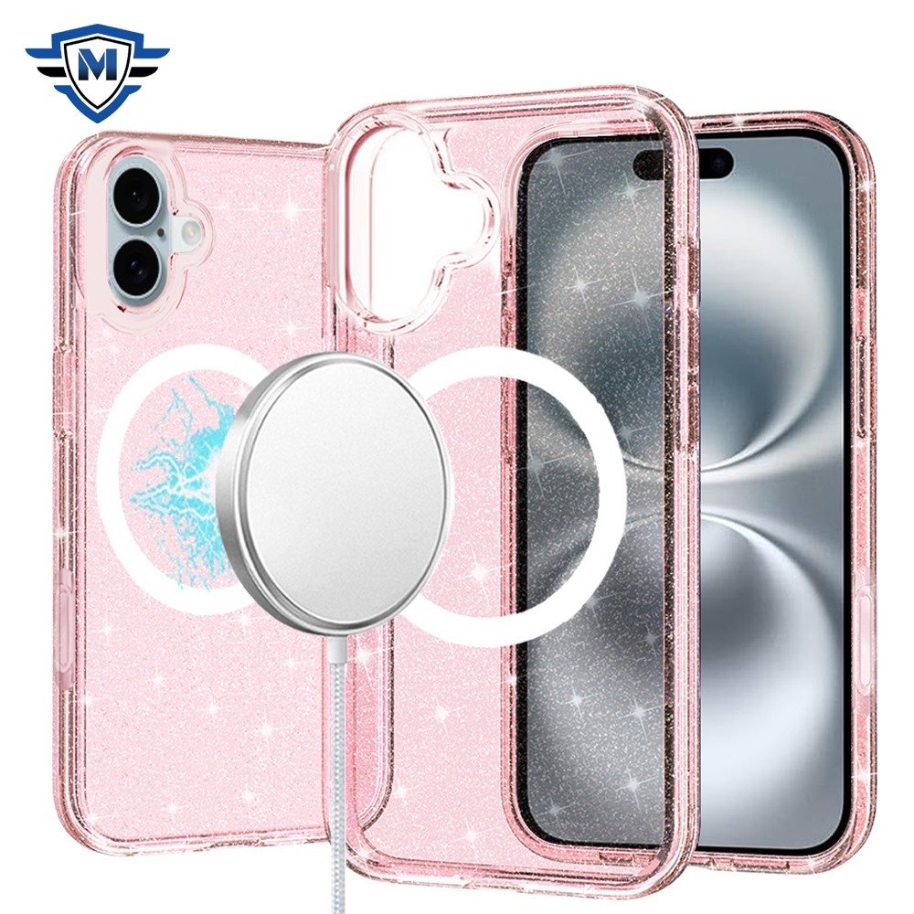 For Apple iPhone 16 6.1 inch METKASE Glitter Ultra Magnetic Circle Thick 3mm Transparent Hybrid in Slide-Out Package - Image 3