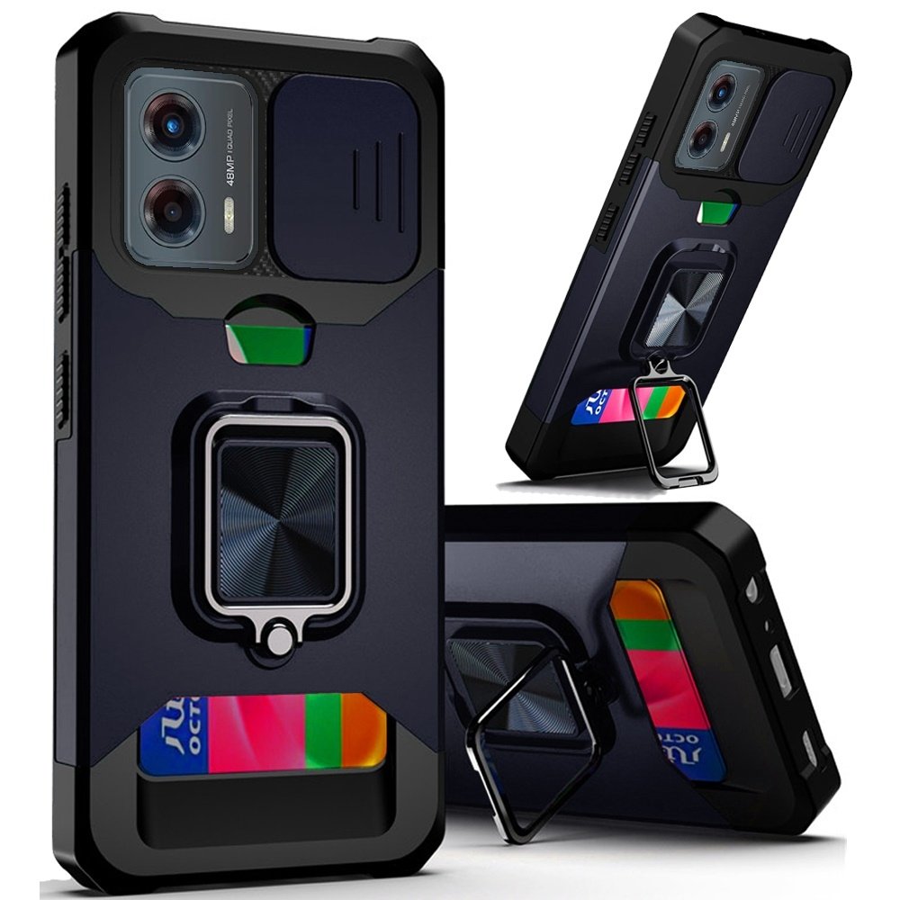 For Motorola Moto G 5G 2024 Multi-Functional Card Magnetic Ring Stand Hybrid Camera Case Cover - Image 3