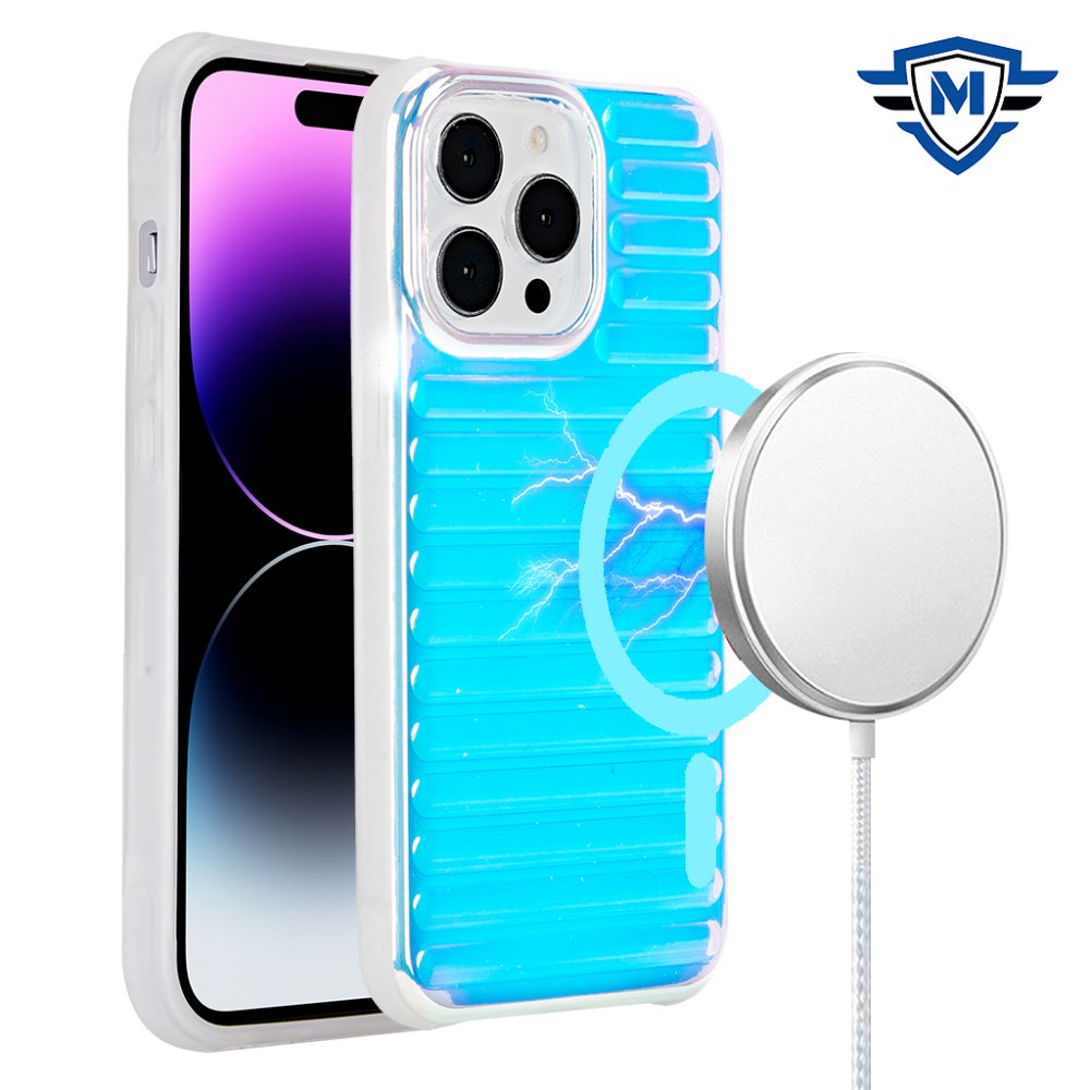 For Apple iPhone 15 Plus METKASE Chrome Lined Pattern Magnetic Circle Premium Case - Image 2