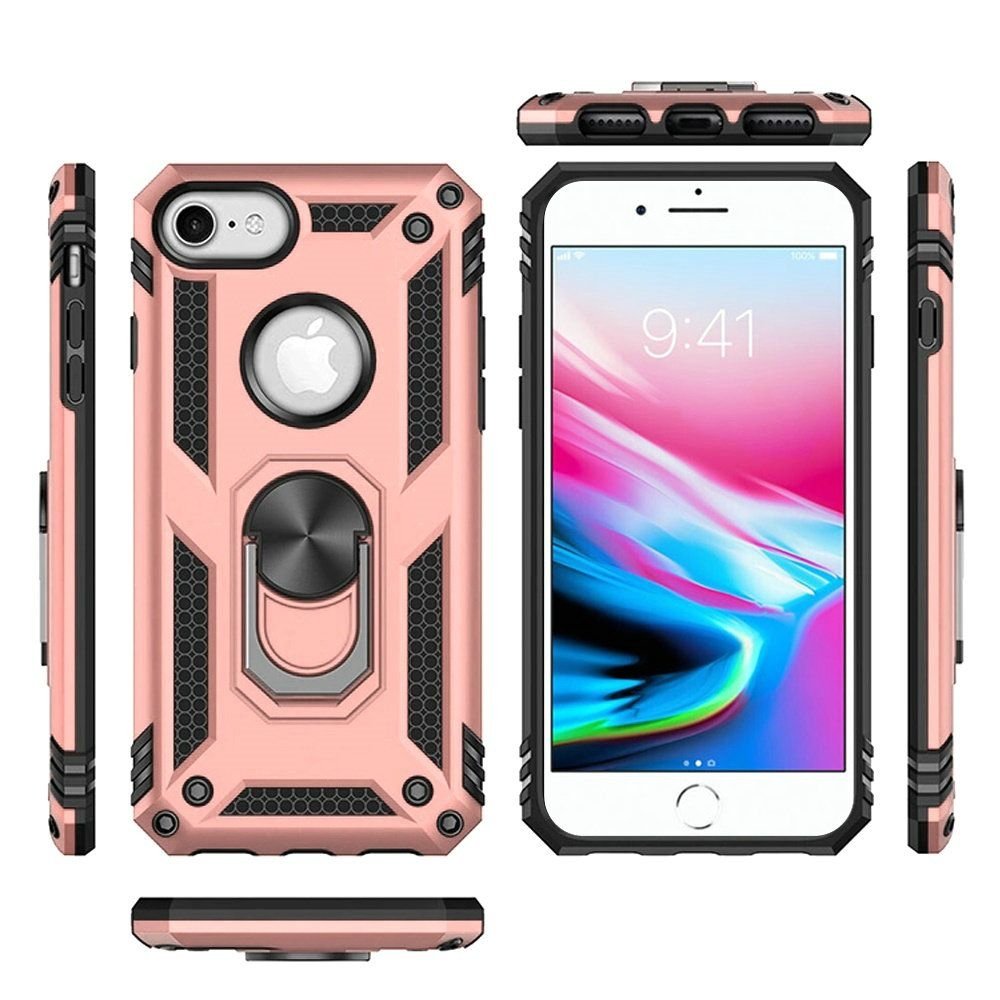 For Apple iPhone SE 3 (2022) SE/8/7 Ring Magnetic Kickstand Hybrid Case Cover