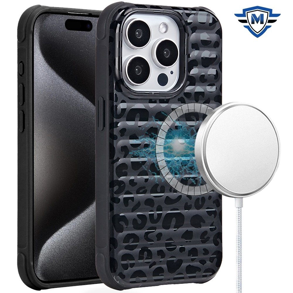 For Apple iPhone 15 Pro Max METKASE Chrome Lined Pattern Magnetic Circle Premium Case - Image 2