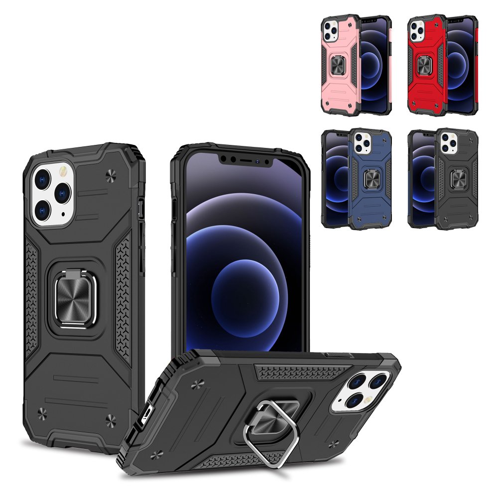 For Apple  iPhone 12 / 12 Pro (Open Camera Hole) Robust Magnetic Kickstand Hybrid Case Cover