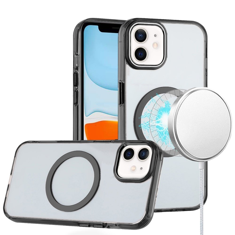 For Apple iPhone 11 (XI6.1) Magnetic Circle Ring Transparent Premium Acrylic with Metal Buttons & Camera Raised Lip - Image 4