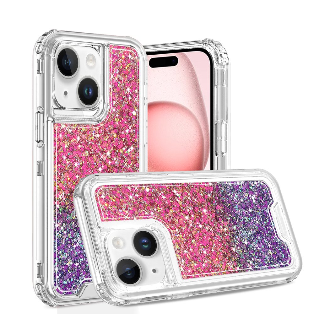 For Apple iPhone 14 PRO MAX 6.7" Epoxy Sticker Glitter 3in1 Shockproof Transparent Hybrid Case Cover - Image 3