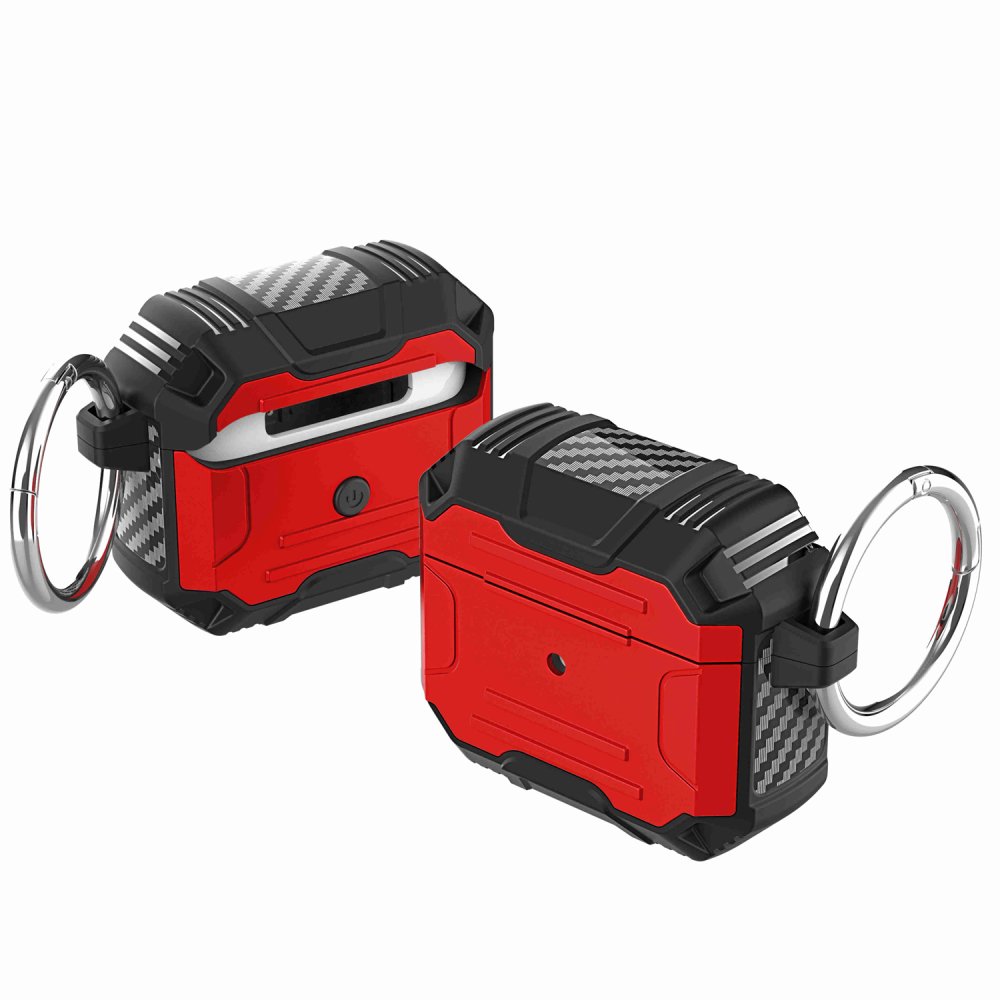 For AirPods 4 Rugged ShockProof Hybrid With Metal Hook Case Cover