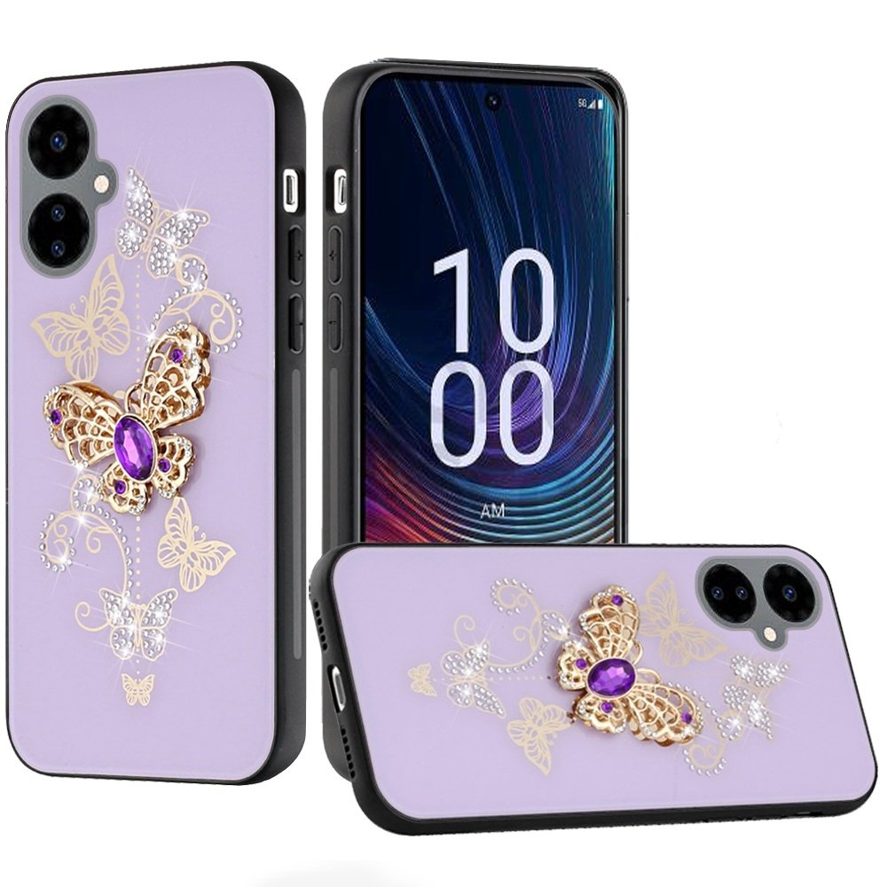For Celero 3 5G 2024 SPLENDID Diamond Glitter Ornaments Engraving Case Cover Garden Butterfly