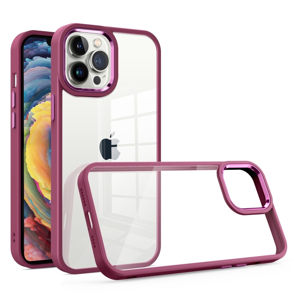 For Apple iPhone 15 Finest Transparent Thick Acrylic Hybrid Metal Buttons Cover Case